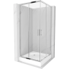 Mexen Rio kvadratinė dušo kabina 90 x 90 cm, skaidri, chromas + padėklas, baltas - 860-090-090-01-00-4510