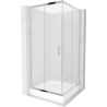Mexen Rio kvadratinė dušo kabina 90 x 90 cm, matinė, chromuota + padėklas, baltas - 860-090-090-01-30-4510