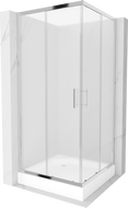 Mexen Rio kvadratinė dušo kabina 90 x 90 cm, matinė, chromuota + padėklas, baltas - 860-090-090-01-30-4510