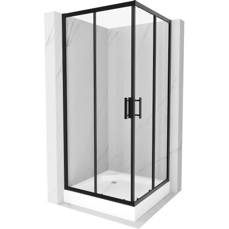 Mexen Rio kvadratinė dušo kabina 90 x 90 cm, permatoma, juoda + dušo padėklas, baltas - 860-090-090-70-00-4510