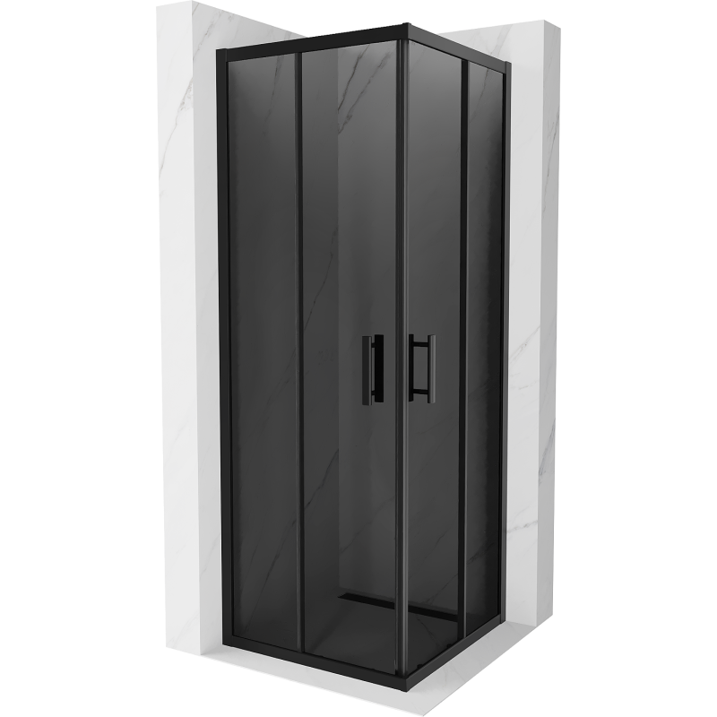 Mexen Rio keturkampė dušo kabina 70 x 70 cm, grafito spalvos, juoda - 860-070-070-70-40