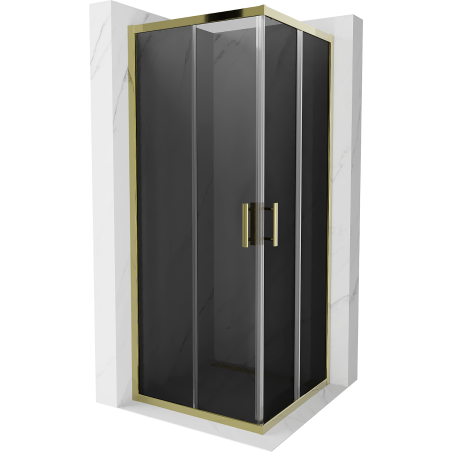 Mexen Rio kvadratinė dušo kabina 80 x 80 cm, grafitas, auksinė - 860-080-080-50-40