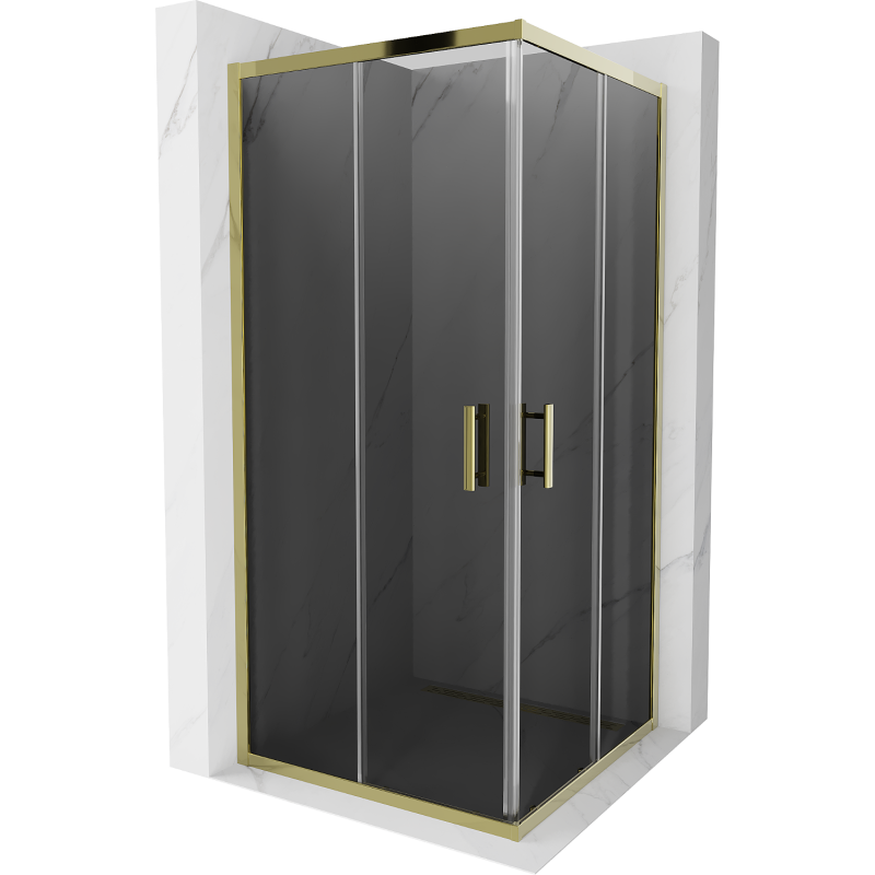Mexen Rio kvadratinė dušo kabina 90 x 90 cm, grafitas, auksinė - 860-090-090-50-40
