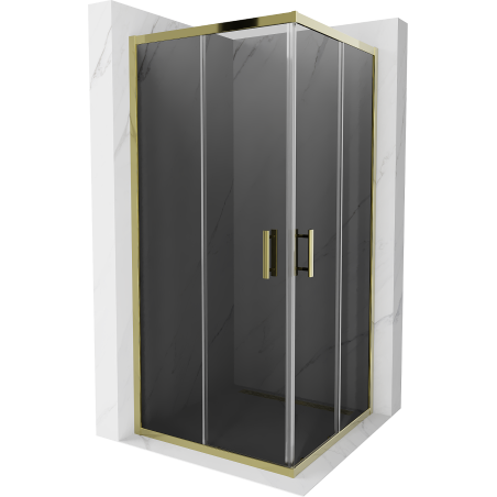 Mexen Rio kvadratinė dušo kabina 90 x 90 cm, grafitas, auksinė - 860-090-090-50-40