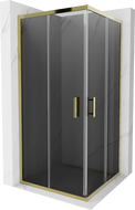 Mexen Rio kvadratinė dušo kabina 90 x 90 cm, grafitas, auksinė - 860-090-090-50-40