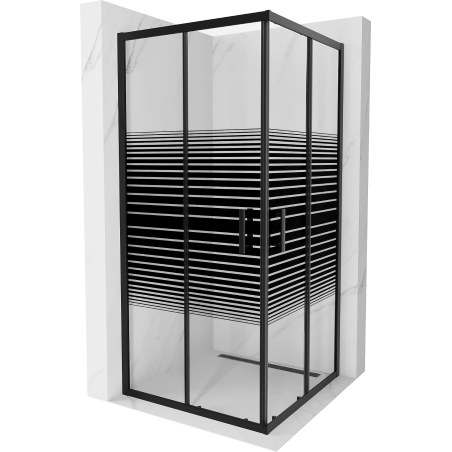 Mexen Rio 90 x 90 cm kvadratinė dušo kabina, juostos, juoda - 860-090-090-70-20