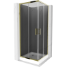 Mexen Rio kvadratinė dušo kabina 80 x 80 cm, grafitas, auksinė + dušo padėklas, baltas - 860-080-080-50-40-4510