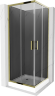 Mexen Rio kvadratinė dušo kabina 80 x 80 cm, grafitas, auksinė + dušo padėklas, baltas - 860-080-080-50-40-4510