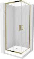 Mexen Rio kvadratinė dušo kabina 80 x 80 cm, permatoma, auksinė + plokštė, balta - 860-080-080-50-00-4510