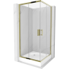Mexen Rio kvadratinė dušo kabina 90 x 90 cm, permatoma, auksinė + baltas padėklas - 860-090-090-50-00-4510