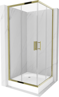 Mexen Rio kvadratinė dušo kabina 90 x 90 cm, permatoma, auksinė + baltas padėklas - 860-090-090-50-00-4510