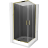 Mexen Rio kvadratinė dušo kabina 90 x 90 cm, grafitas, auksinė + padėklas, baltas - 860-090-090-50-40-4510