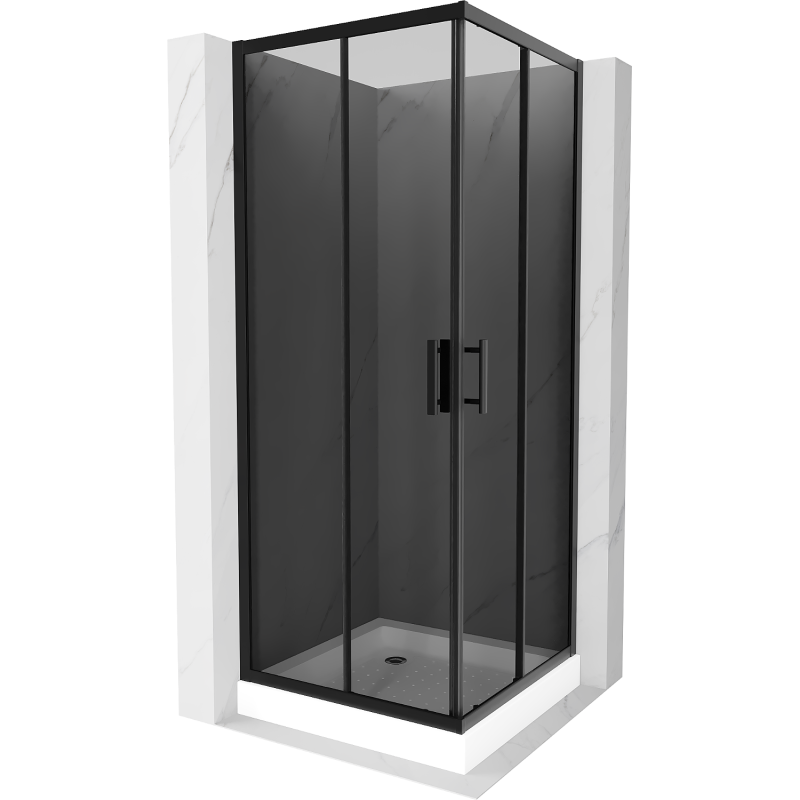 Mexen Rio kvadratinė dušo kabina 80 x 80 cm, grafitas, juoda + padėklas, baltas - 860-080-080-70-40-4510