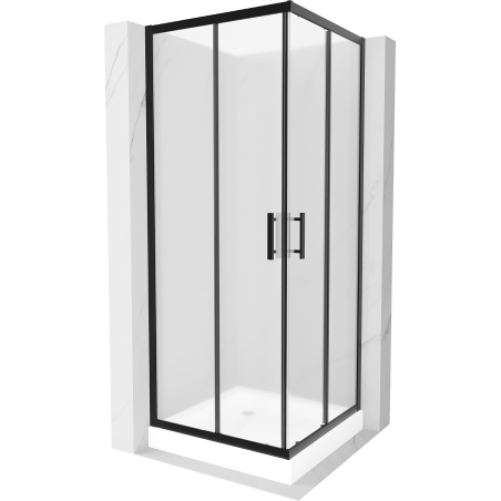 Mexen Rio kvadratinė dušo kabina 80 x 80 cm, matinė, juoda + dušo padėklas, baltas - 860-080-080-70-30-4510