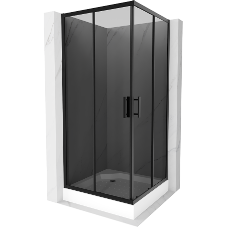 Mexen Rio Kvadratinė dušo kabina 90 x 90 cm, grafitas, juoda + padėklas, baltas - 860-090-090-70-40-4510
