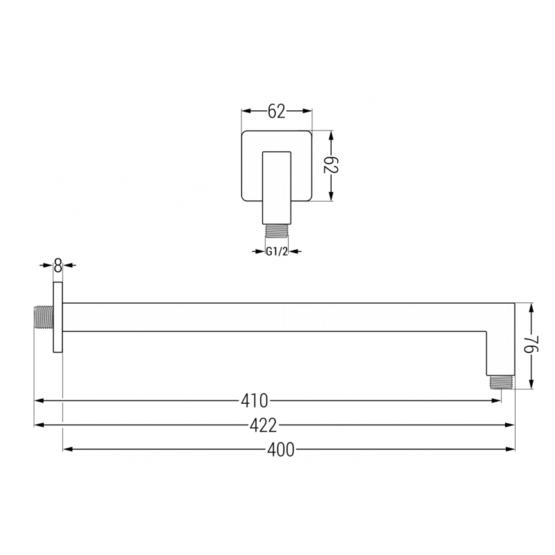 Mexen sieninis dušo laikiklis 40 cm chromas - 79114-00