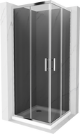 Mexen Rio kvadratinė dušo kabina 70 x 70 cm, grafitas, chromas + plokščias dušo padėklas, baltas - 860-070-070-01-40-4010