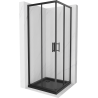 Mexen Rio kvadratinė dušo kabina 80 x 80 cm, permatoma, juoda + Flat dušo padėklas, juodas - 860-080-080-70-00-4070B