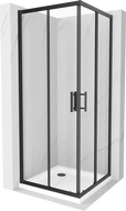 Mexen Rio kvadratinė dušo kabina 70 x 70 cm, skaidri, juoda + Flat padėklas, baltas - 860-070-070-70-00-4010B