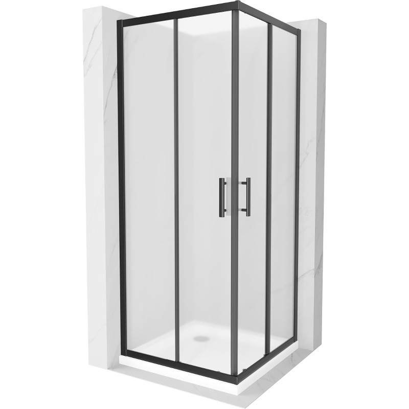 Mexen Rio ikštinis dušo kabina 80 x 80 cm, matinis, juoda + Flat padėklas, baltas - 860-080-080-70-30-4010B