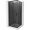 Mexen Rio kvadratinė dušo kabina 90 x 90 cm, grafitas, juoda + Flat dušo padėklas, baltas - 860-090-090-70-40-4010B