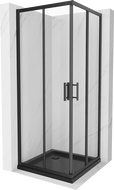 Mexen Rio kvadratinė dušo kabina 70 x 70 cm, permatoma, juoda + Flat dušo padėklas, juodas - 860-070-070-70-00-4070B