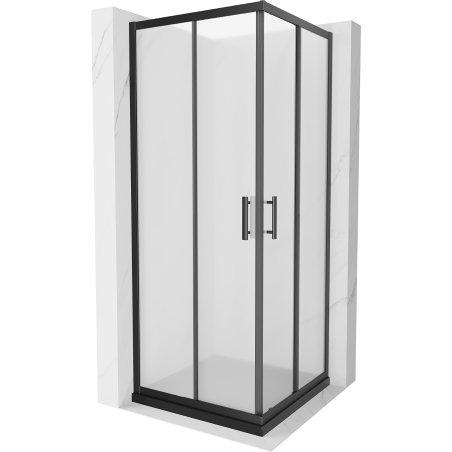 Mexen Rio kvadratinis dušo kabinas 70 x 70 cm, matinė, juoda + dušo padėklas Flat, juodas - 860-070-070-70-30-4070B