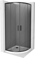 Mexen Rio pusapvalė dušo kabina 80 x 80 cm, grafitas, juoda + plokščias dušo padėklas, baltas - 863-080-080-70-40-4110B