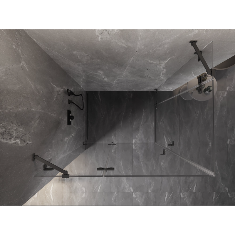 Mexen Lunar Duo kairinė varstoma dušo kabina 120 x 110 cm, skaidri, ginklo metalo - 834-120L-110P-95-00