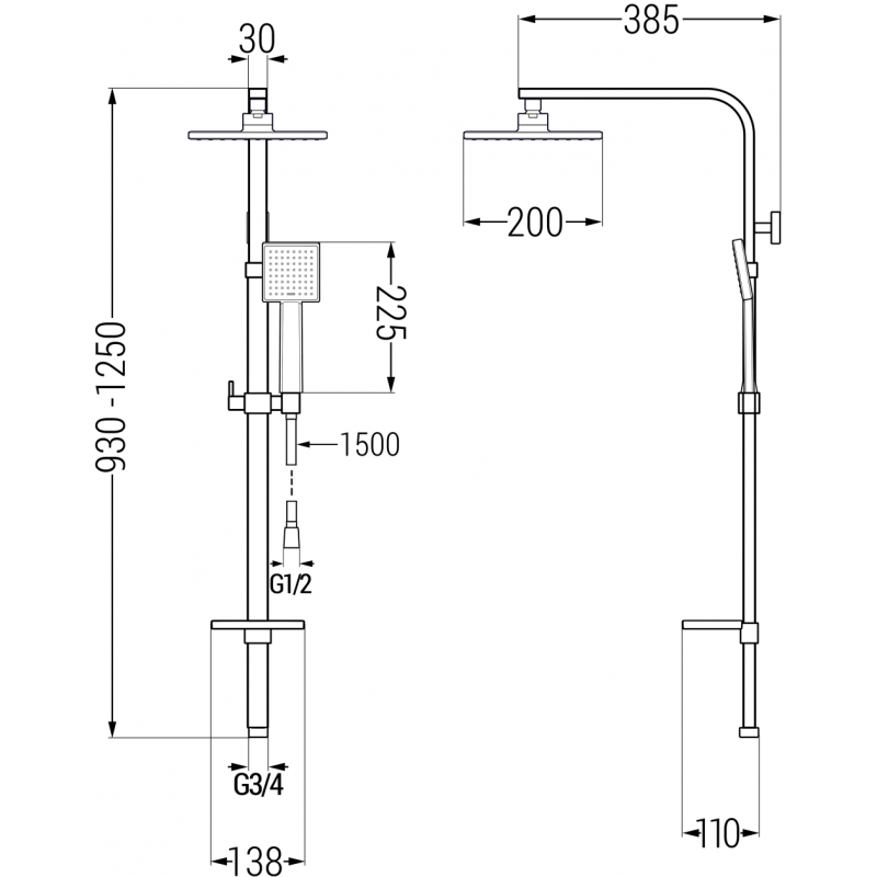 Mexen Q45 dušo kolona, chromas - 798454595-00