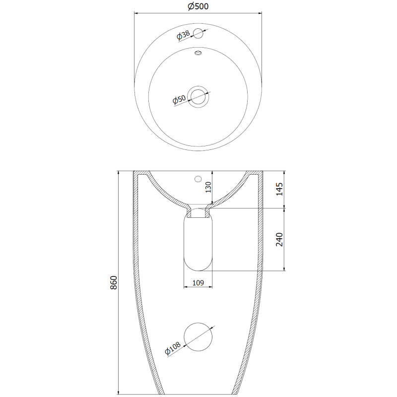 Mexen Alona laisvai pastatomas praustuvas 50 x 50 cm, juodas matinis - 26094870