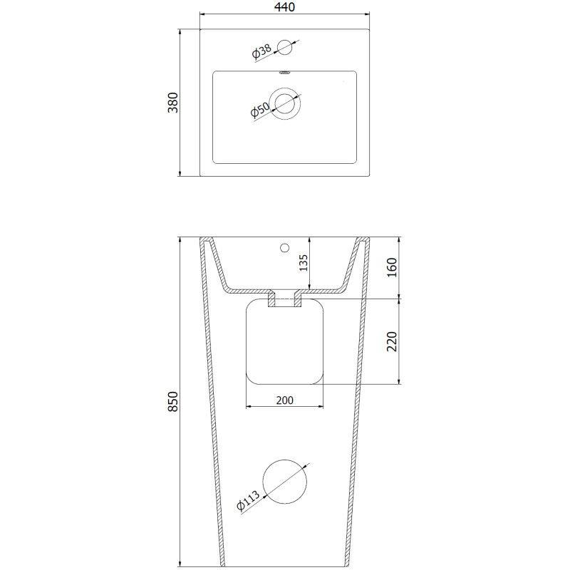 Mexen Liza laisvai pastatomas praustuvas 44 x 38 cm, baltas - 26154400
