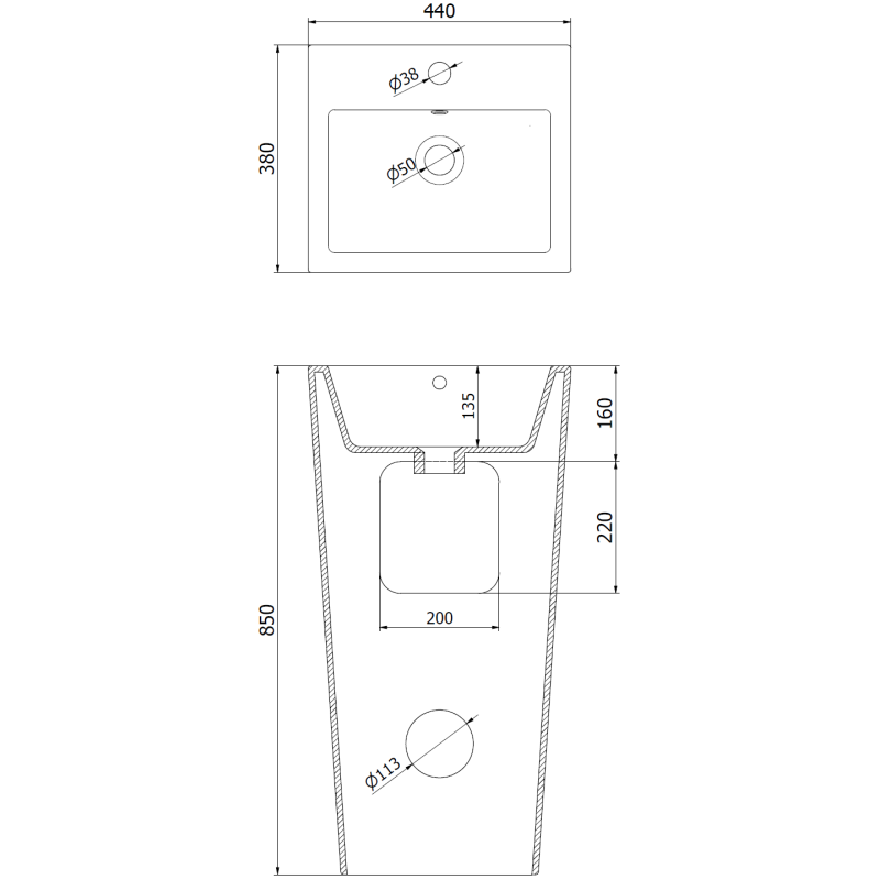 Mexen Liza laisvai stovintis praustuvas 44 x 38 cm, juodas matinis - 26154470
