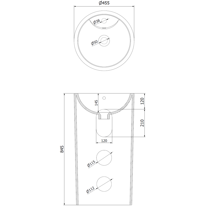 Mexen Mana laisvai stovintis praustuvas 45 x 45 cm, juodas matinis - 26074670