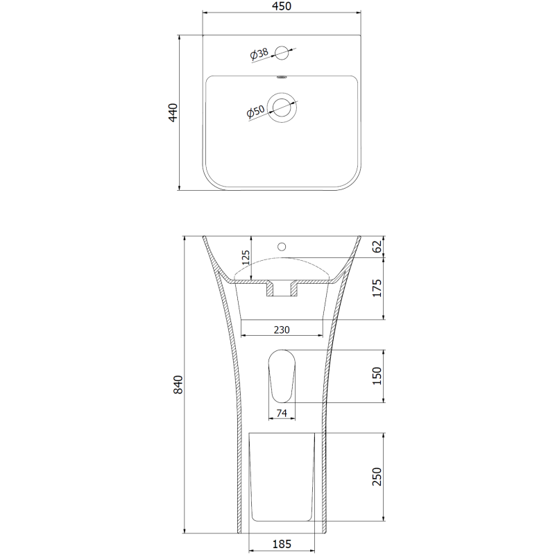 Mexen Nel laisvai statomas praustuvas 45 x 44 cm, baltas - 26134500
