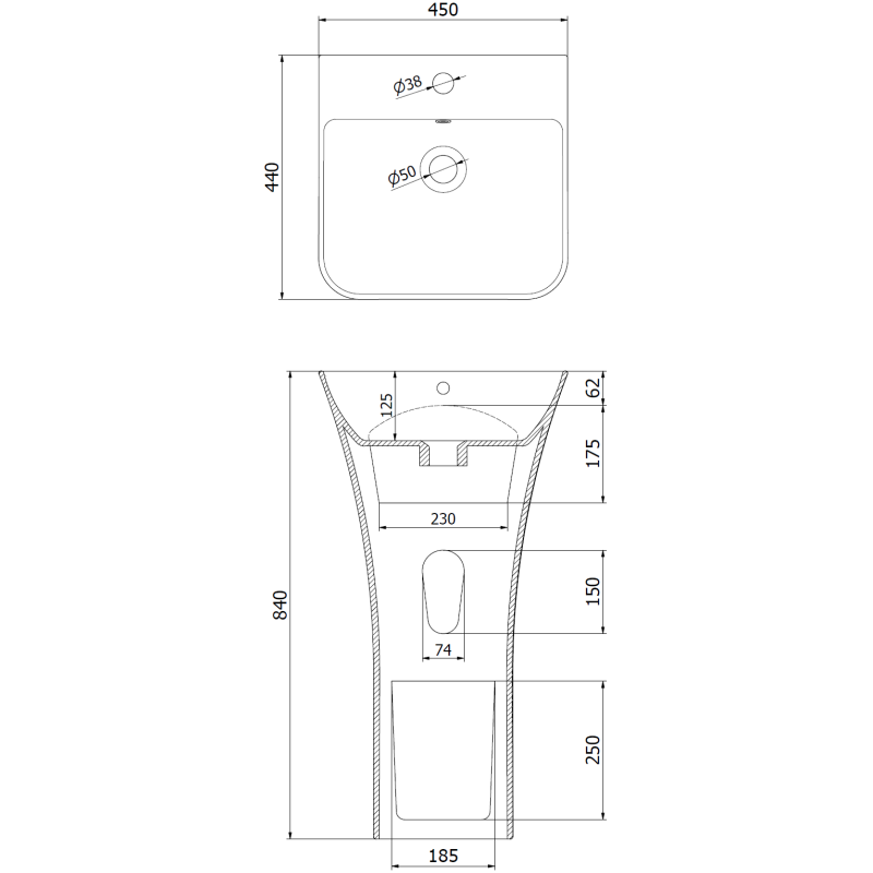 Mexen Nel laisvai stovintis kriauklė 45 x 44 cm, juoda matinė - 26134570