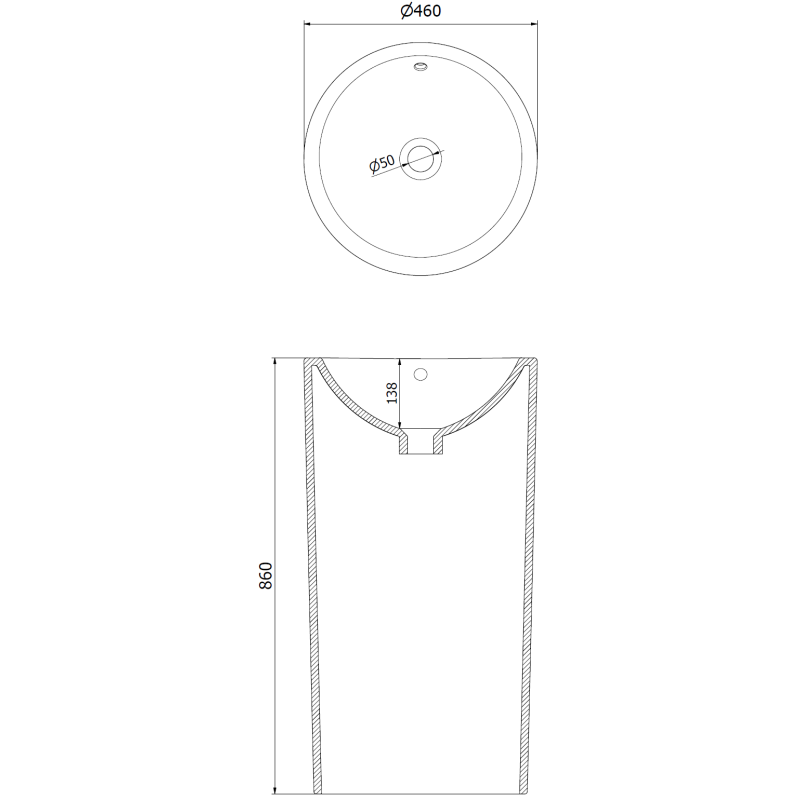 Mexen Nerda 46 x 46 cm laisvai stovintis praustuvas, juodas matinis - 26084670