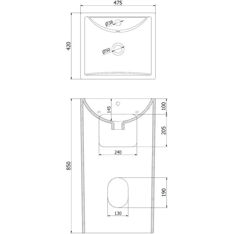 Mexen Oda laisvai pastatomas kriauklė 47 x 42 cm, juoda matinė - 26124770
