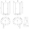 Mexen Lunar L penkiakampė dušo kabina 80 x 80 cm, permatoma, juoda - 831L-080L-080P-95-00-L