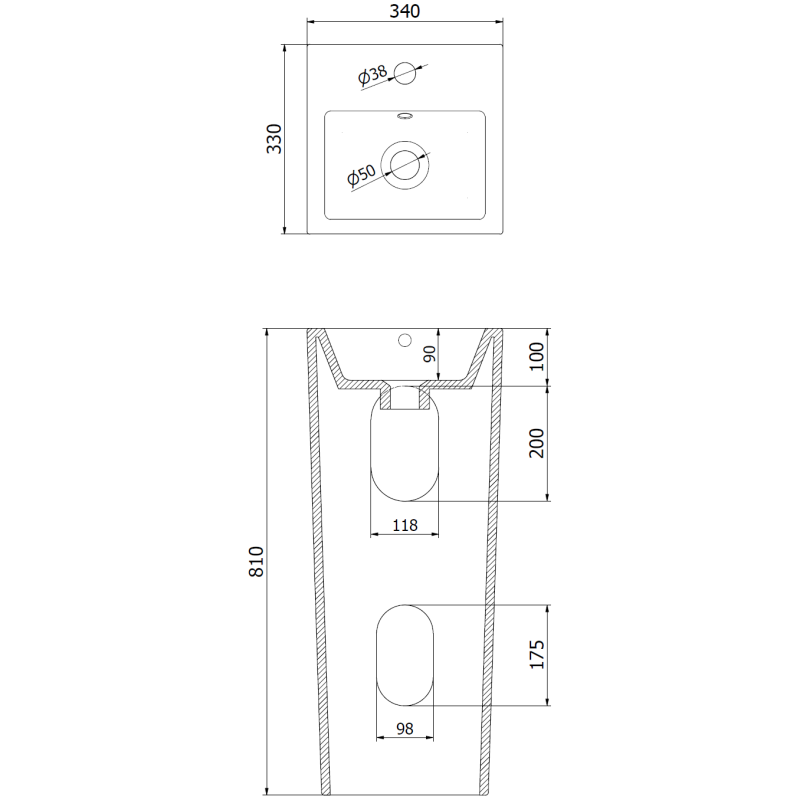 Mexen Sira laisvai stovintis praustuvas 34 x 33 cm, baltas - 26023300