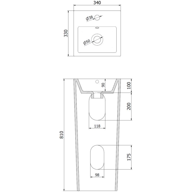 Mexen Sira laisvai stovinti praustuvas 34 x 33 cm, juoda matinė - 26023370