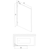 Mexen Lunar vonios pertvaros 1-durų 60 x 150 cm, skaidrus, baltas - 897-060-000-20-00