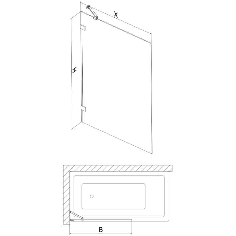 Mexen Lunar vonios kambario pertvara 1 sparnas 70 x 150 cm, skaidrus, šlifuotas nikeliu - 897-070-000-97-00