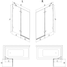 Mexen Lunar dvigubas sulankstomas vonios gaubtas, dešinysis 130 x 150 cm, skaidrus, auksinis - 897-130-100-50-00-P