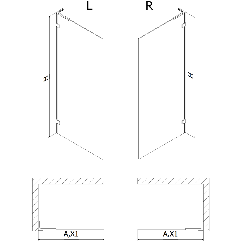 Mexen Lunar L dušo sienelė Walk-in kairė 120 x 200 cm, permatoma 8 mm, balta - 830L-120-000-20-00-L