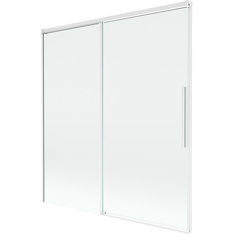 Mexen Rox Dviejų dalių stumdoma vonios sienelė, 150 x 150 cm, permatoma, balta - 8C9-150-001-20-00