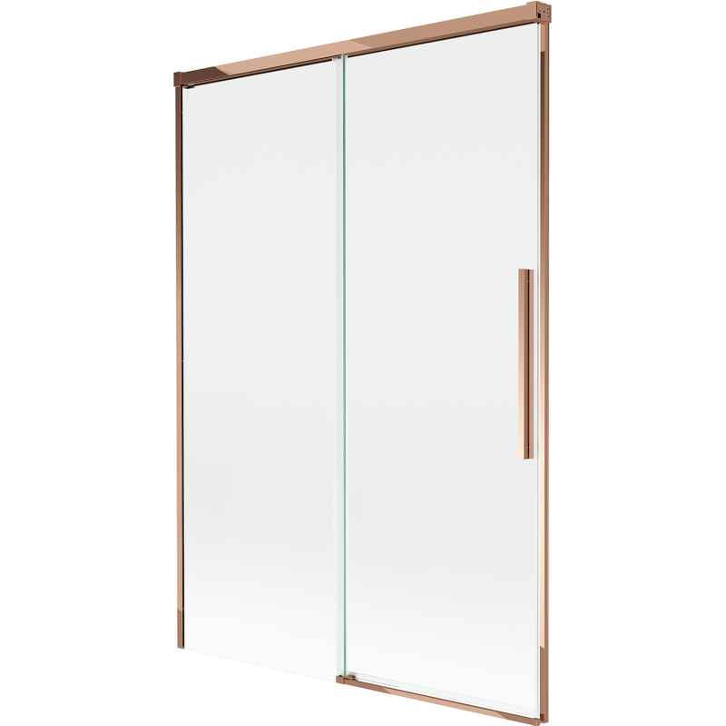 Mexen Rox dviejų dalių slankiojančios dušo durys 120 x 150 cm, skaidrios, rožinis auksas - 8C9-120-001-60-00