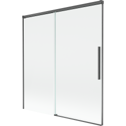Mexen Rox dviejų dalių stumdomas vonios pertvaras 150 x 150 cm, skaidrus, gun gray šlifuotas - 8C9-150-001-66-00