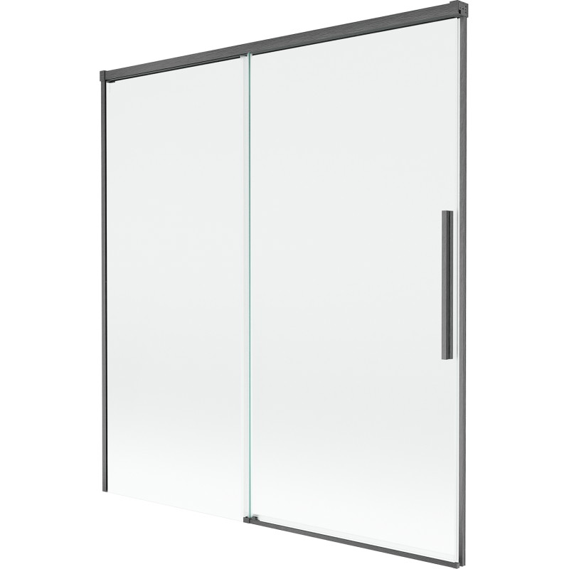 Mexen Rox dviejų dalių stumdomas vonios pertvaras 150 x 150 cm, skaidrus, gun gray šlifuotas - 8C9-150-001-66-00