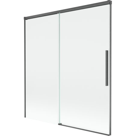 Mexen Rox dviejų dalių stumdomas vonios pertvaras 150 x 150 cm, skaidrus, gun gray šlifuotas - 8C9-150-001-66-00